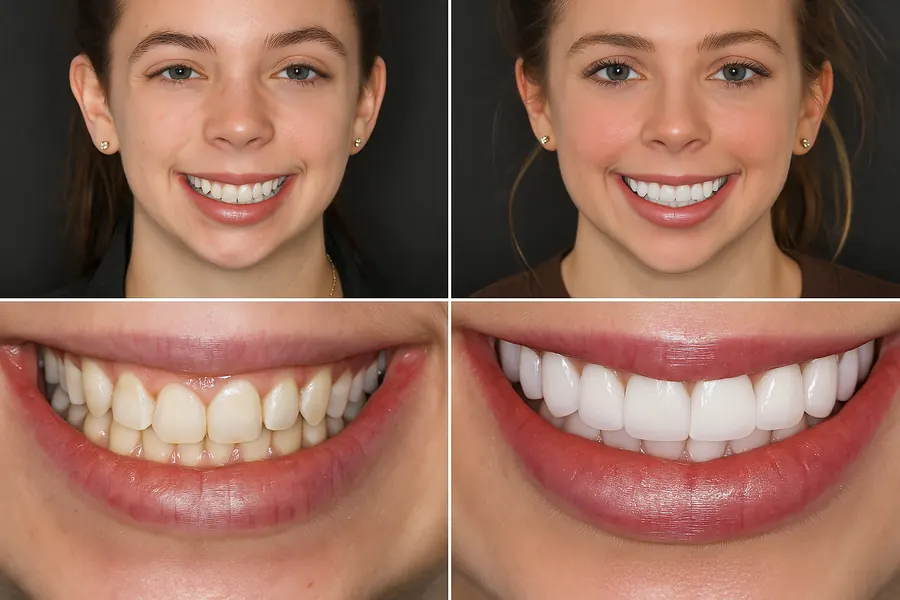 Smile makeover case study showing before and after results at AB’S Dental Guntur